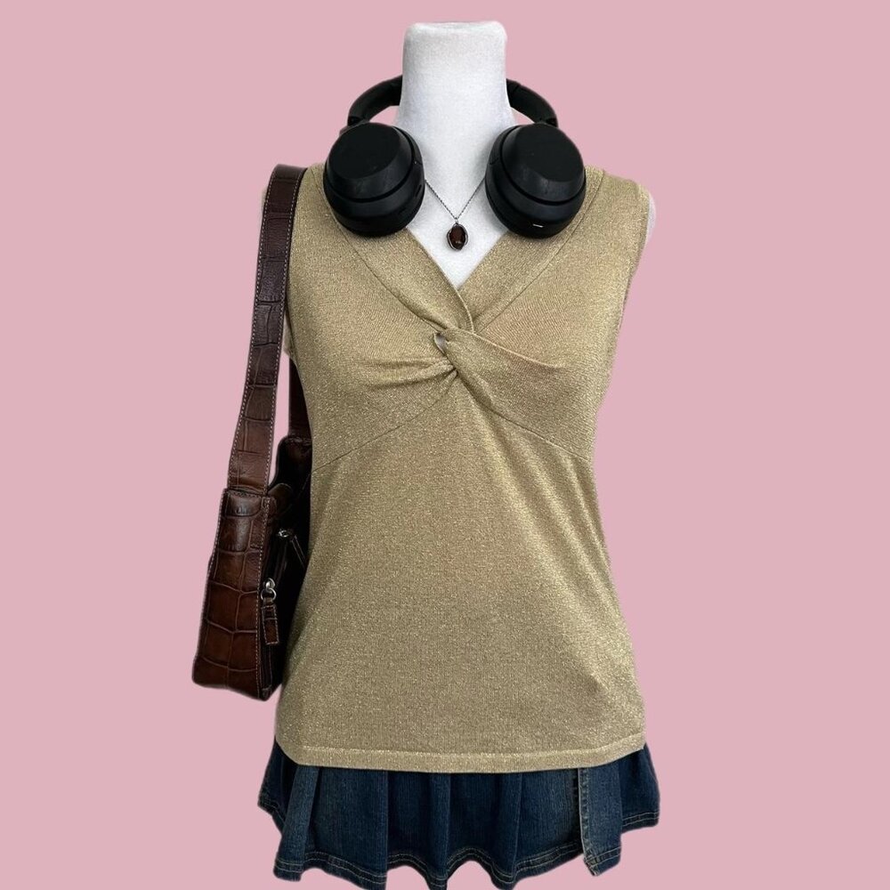vintage 90s gold glitter old money downtown it girl elevated basic silk blend sl